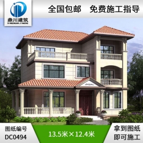農(nóng)村三層帶走廊自建房小別墅設(shè)計圖紙_農(nóng)村三層別墅設(shè)計,鼎川建筑